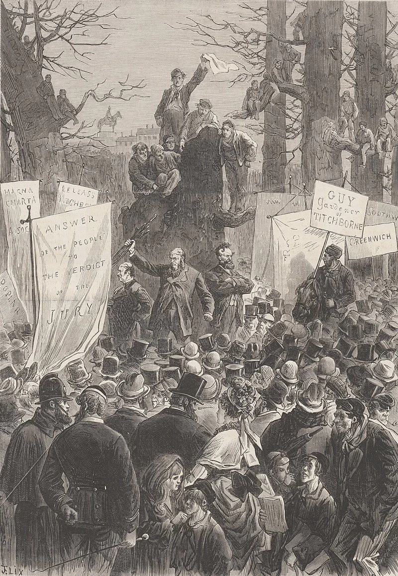 Il grande raduno di Hyde Park per l'uscita di Titchborn